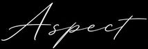 The word 'Aspect' written in elegant white cursive script centered on a solid black background.