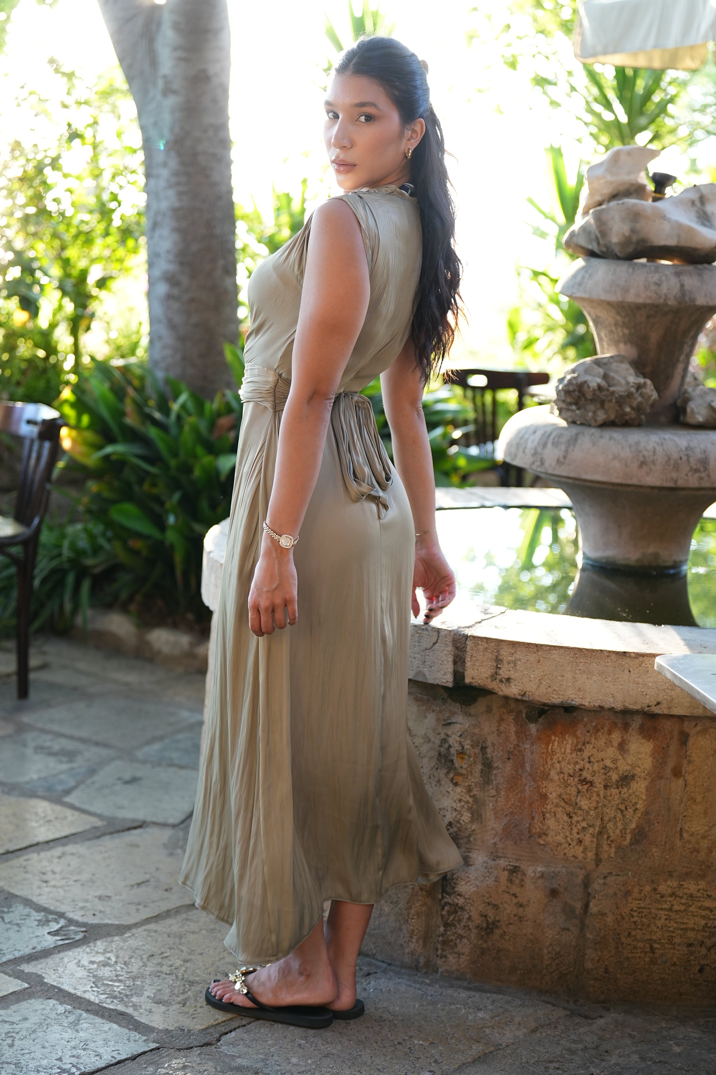 Draped Mint Dress